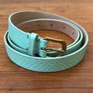J. Crew Leather Faux Snakeskin Tiffany Blue Belt M